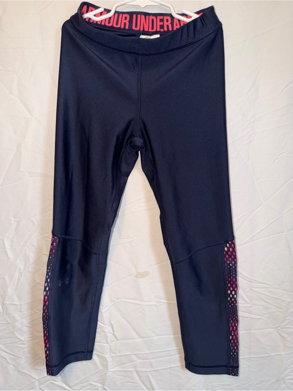 Under Armour Black Leggings with Pink Dot Side Panels